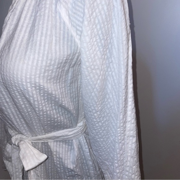 Roan and Ryan Dress Maxi Long Sleeve Tie Waist White Cotton Stripe XS NWT - Picture 3 of 9